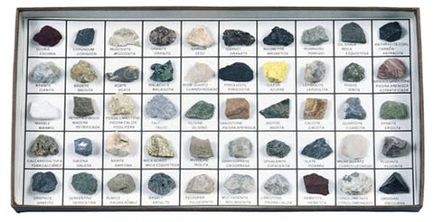 Rocks and Minerals - 50 Specimen Mounted Collection