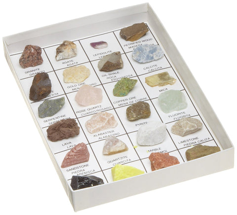 Rocks and Minerals - 24 Specimen Mounted Collection