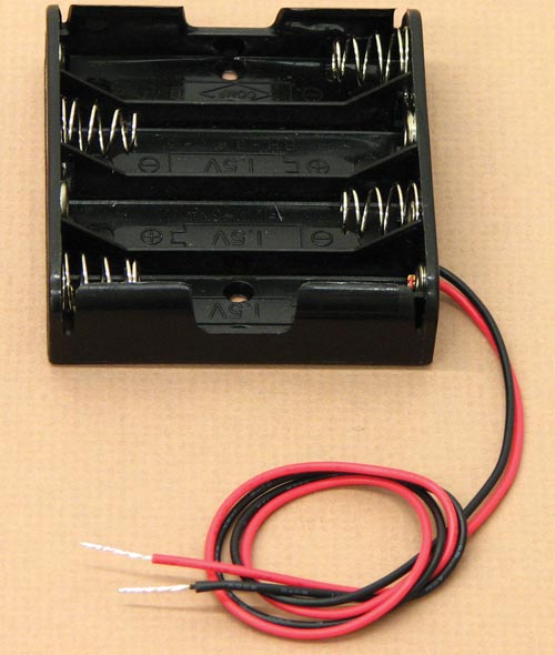 Battery Holder With Wires - 'AA' Cell - Quadruple