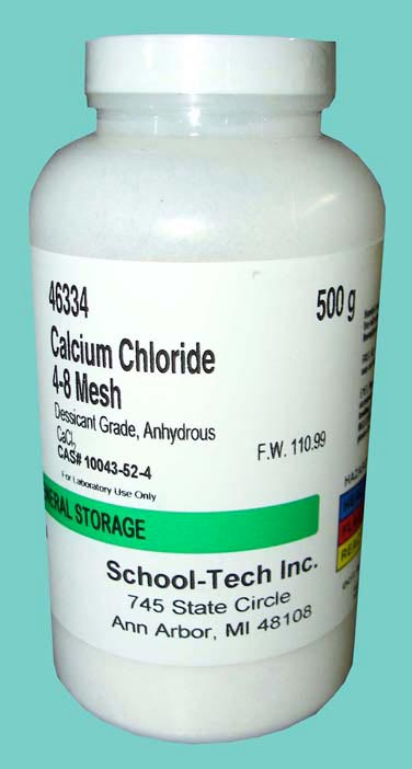 calcium chloride, lab grade, anhydrous, 4 mesh - 500g