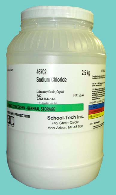 Sodium chloride, lab grade, crystal - 2.5kg