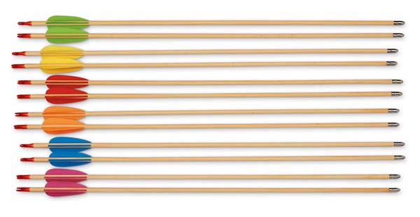 MAC-T 28" Hardwood Arrows - Set of 6 Colors