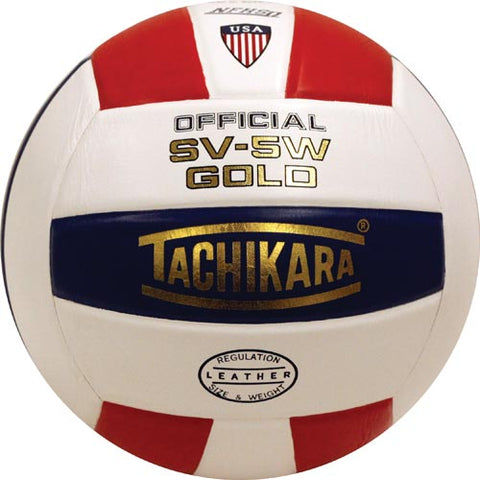 Tachikara SV5W Gold Leather Volleyball - R-W-B