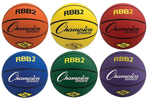 Champion Sports Rubber Basketballs - Junior (Set of 6 Colors)