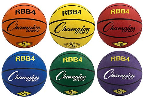 Champion Sports Rubber Basketballs - Intermediate (Set of 6 Colors)