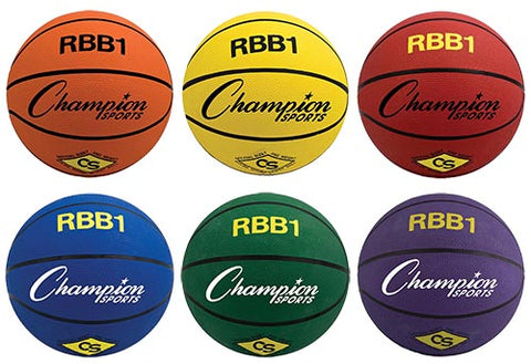 Champion Sports Rubber Basketballs - Official (Set of 6 Colors)