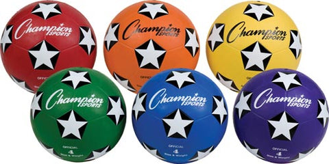 Champion Sports Colored Rubber Soccer Balls - Size 4 (Set of 6)