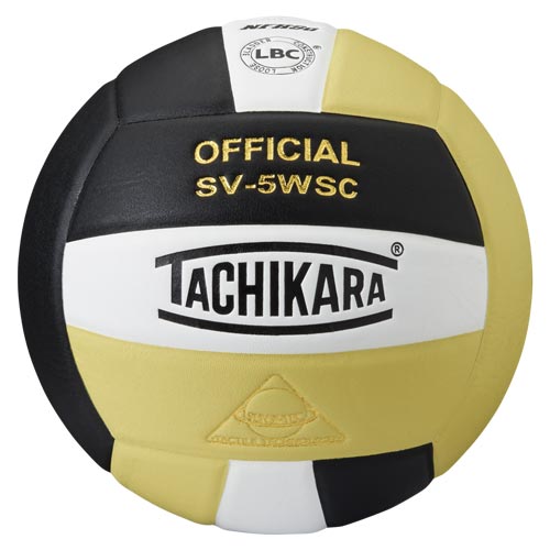 Tachikara SV-5WSC Volleyball - Black-Vintage Gold-White