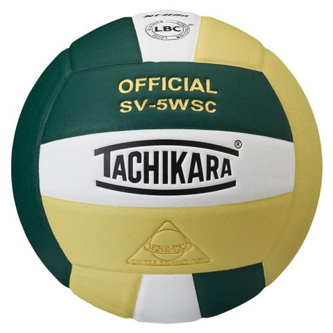 Tachikara SV-5WSC Volleyball - Dark Green-White-Vintage Gold