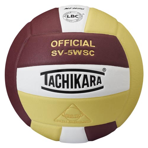 Tachikara SV-5WSC Volleyball - Cardinal-White-Vintage Gold