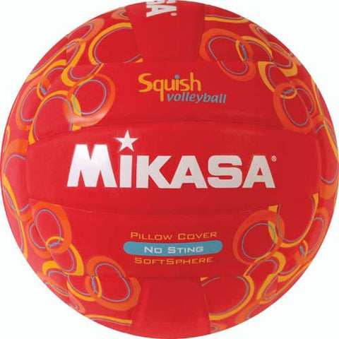 Mikasa No-Sting Squish Volleyball - Swirls-Red