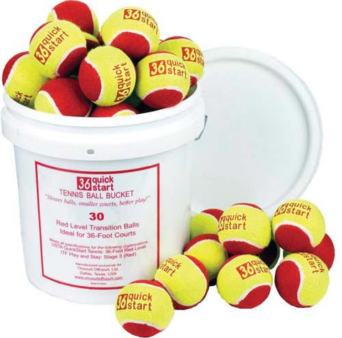 Quick Start 36 Tennis Balls (Bucket of 30 Balls)