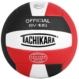 Tachikara SV18S Composite Leather Volleyball -Red-White-Black