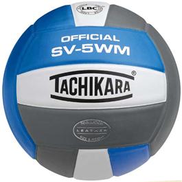 Tachikara SV-5WM Leather Indoor Volleyball - Blue-White-Silver