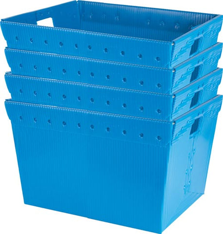 Small Plastic Nesting Storage Totes - Blue (Set of 4)