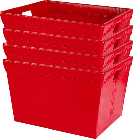 Small Plastic Nesting Storage Totes - Red (Set of 4)
