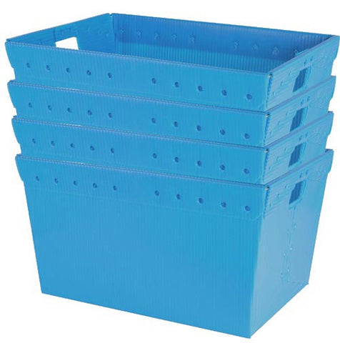 Large Plastic Nestable Storage Totes - 24" (Blue)(Set of 4)