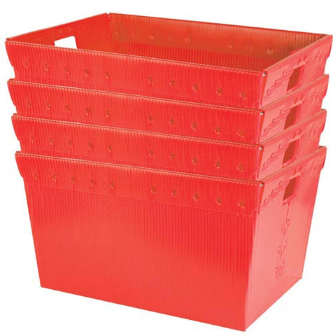 Large Plastic Nestable Storage Totes - 28" (Red)(Set of 4)