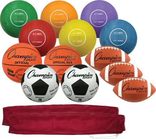 Rubber Athletic Ball Pack - 15 Pieces