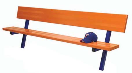 7.5' Permanent Player Bench w- Back (Powder Coated)