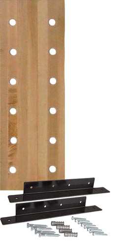 12-Hole 12" Maple Pegboard w- Mounting Bracket