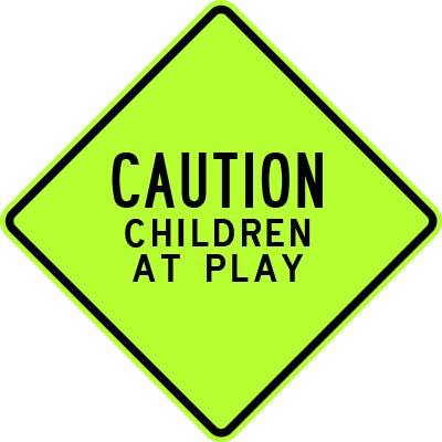 30" x 30" Aluminum Sign - Caution, Children at Play (Ylw-Grn)