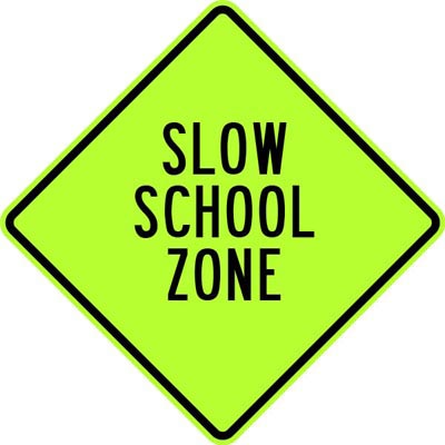 30" x 30" Aluminum Sign - Slow School Zone (Ylw-Grn)