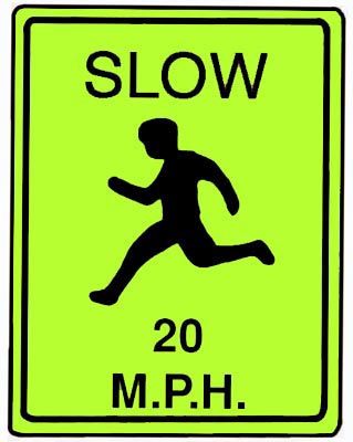 18" x 24" Aluminum Sign - Slow, 20 MPH (Ylw-Grn)