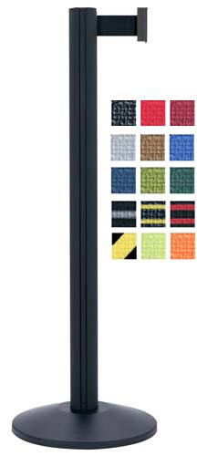 Black Aluminum Stanchion Unit w- Beltrac 7' Black Belt