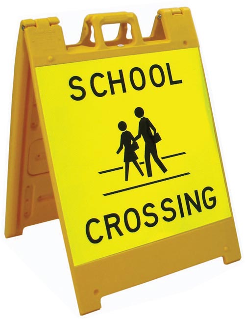 Jumbo Fold-Up Sign - School Crossing (fluorescent yellow-green)