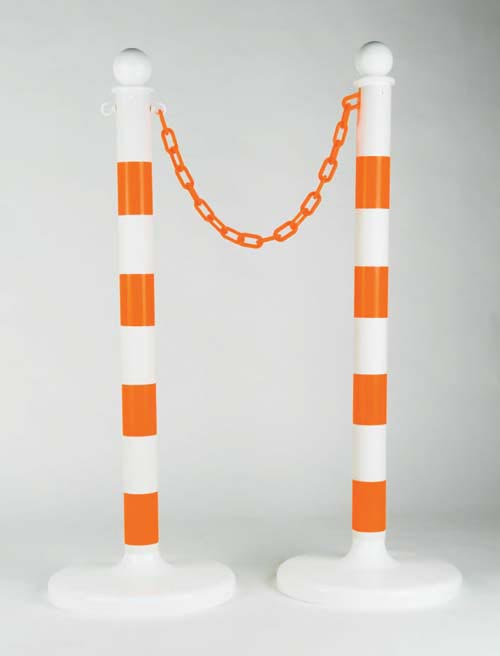 2.5" x 40" Fluorescent Orange Striped Stanchion