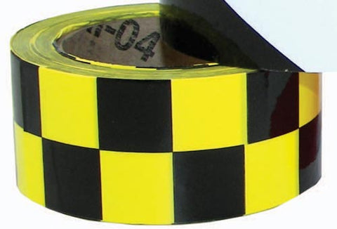 2" x 36 Yards Vinyl Tape - Black-Yellow Checkered