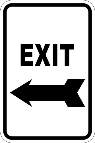 12" x 18" Sign - Exit (Left Arrow)