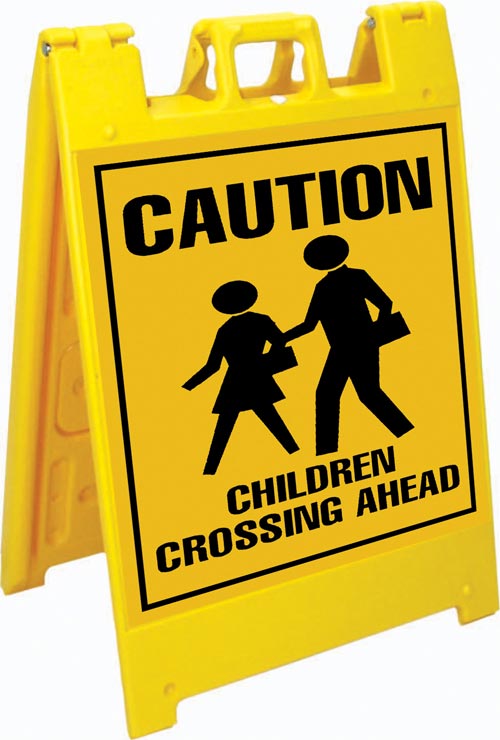 Jumbo Fold-Up Sign - Caution, Children Crossing Ahead