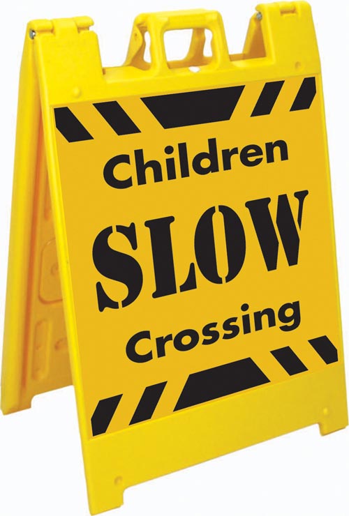 Jumbo Fold-Up Sign - SLOW-Children Crossing