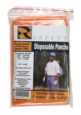 Disposable Ponchos - Orange (Dozen)