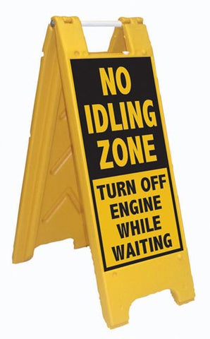 Fold-Up Sign - No Idling Zone