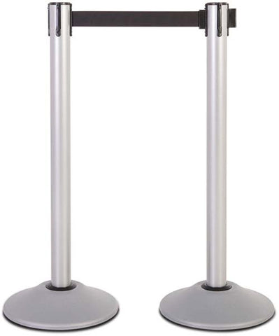 Steel Stanchion - Silver w- Black Belt