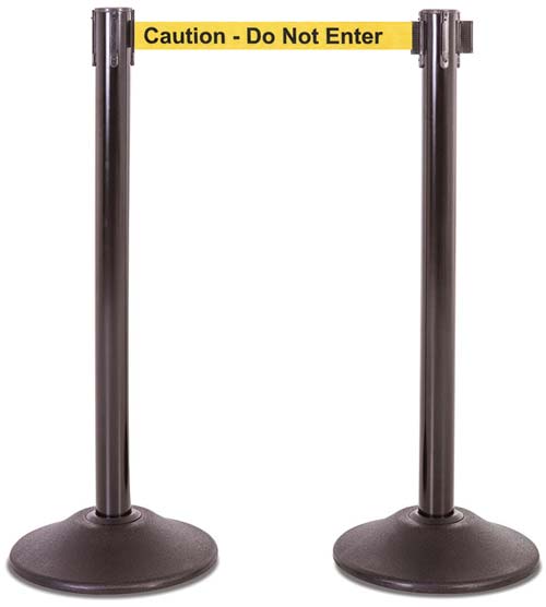 Steel Stanchion - Black w- "Caution - Do Not Enter" Belt