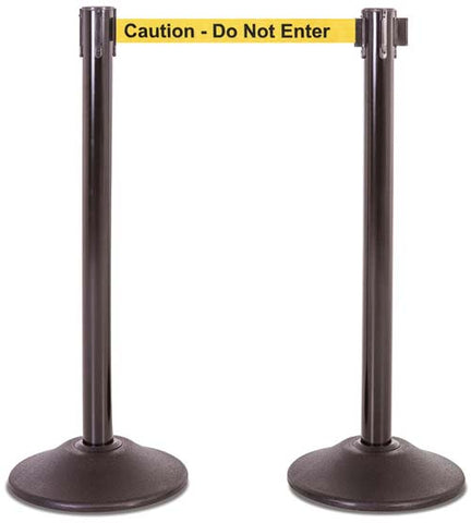 Steel Stanchion - Black w- "Caution - Do Not Enter" Belt