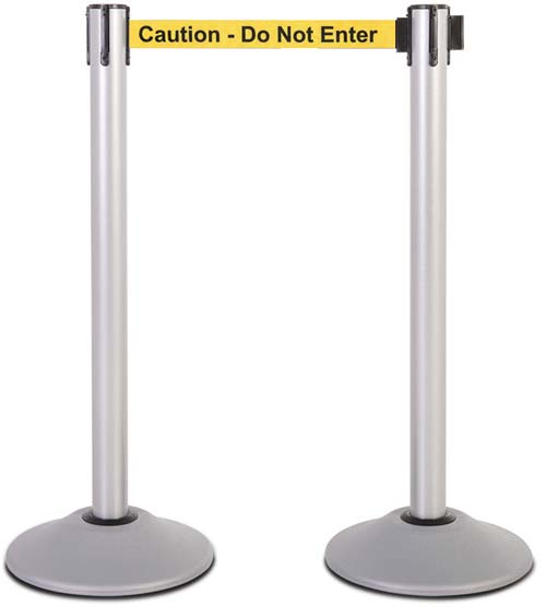 Steel Stanchion - Silver w- "Caution - Do Not Enter" Belt