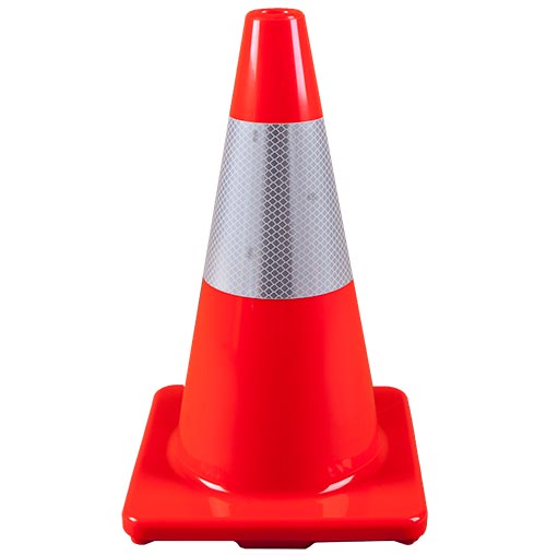 18" Orange Cone w- 6" Reflective Collar