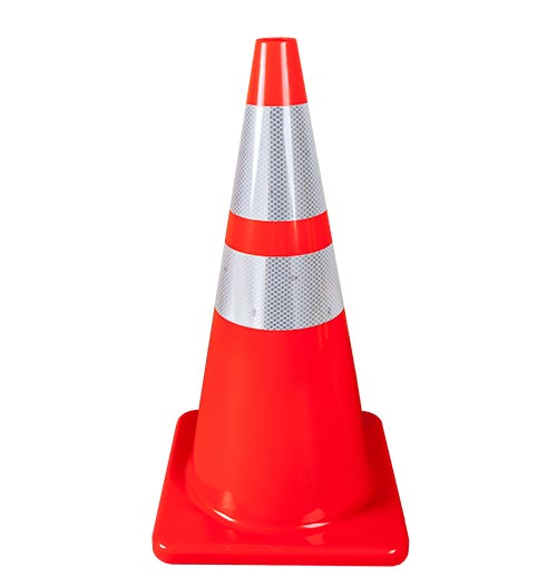 28" Orange Cone w- 4" and 6" Reflective Collars