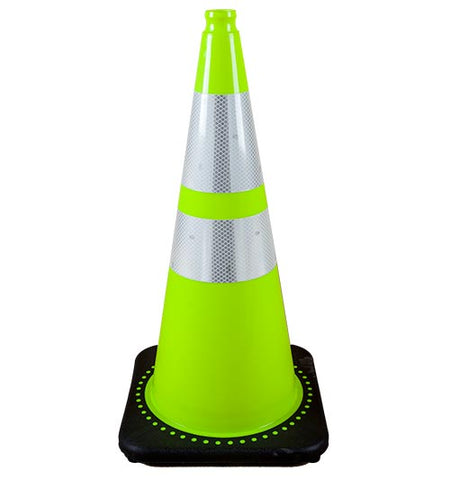 28" Fluorescent Green Cone w- 4" and 6" Reflective Collars