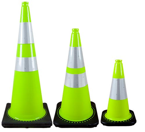 36" Fluorescent Green Cone w- 4" and 6" Reflective Collars