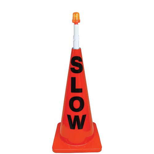 28" Orange Message Cone w- Orange Light (Slow)