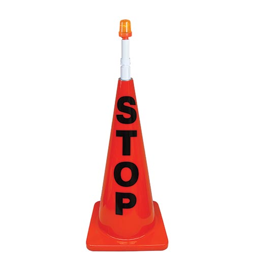 28" Orange Message Cone w- Orange Light (Stop)