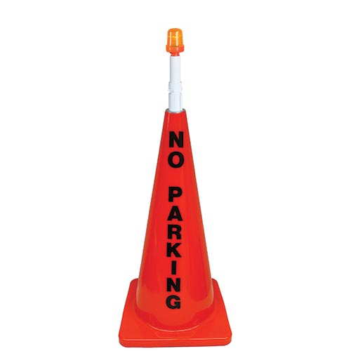 28" Orange Message Cone w- Orange Light (No Parking)