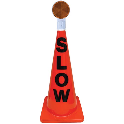 28" Orange Message Cone w- Reflector (Slow)