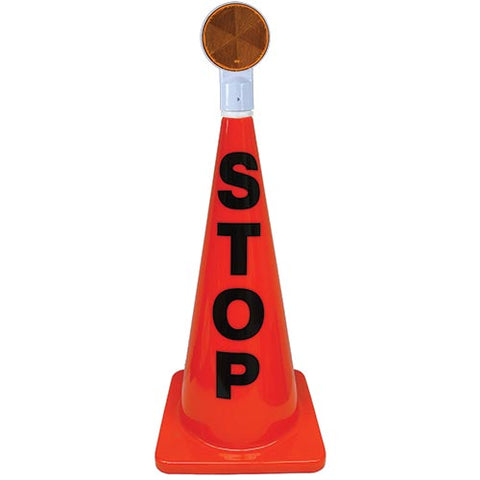 28" Orange Message Cone w- Reflector (Stop)